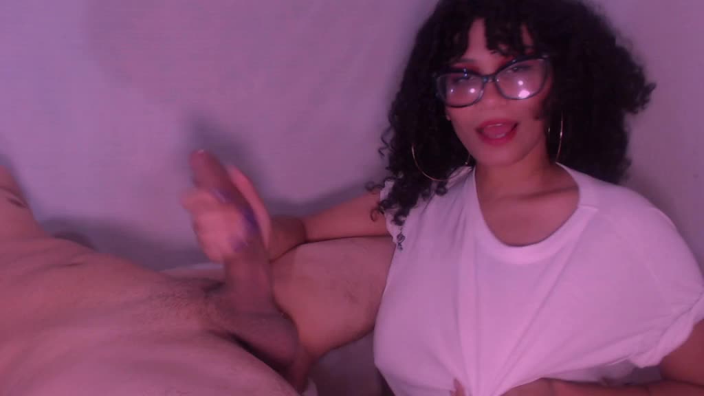 handjob and blowjob pov lying on the bed until cumshot in her mouth