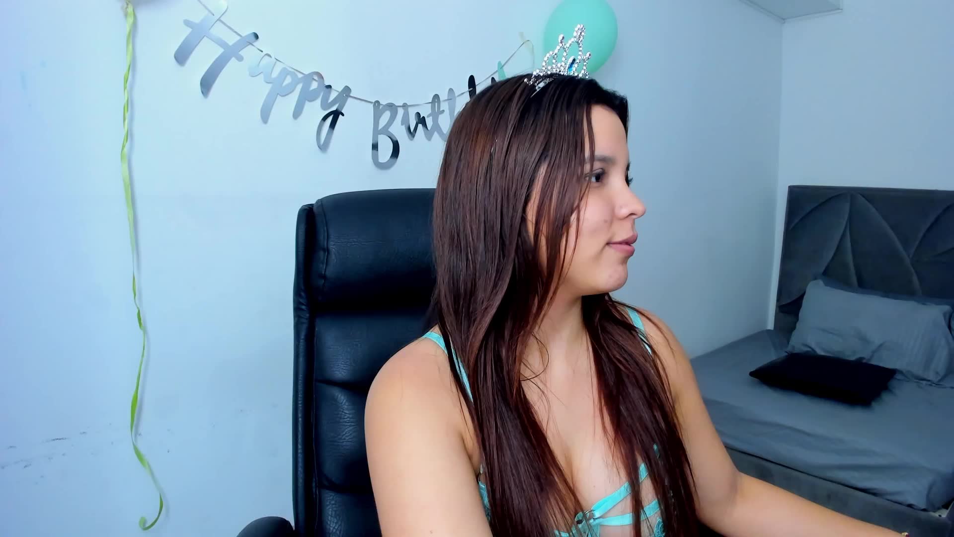 a very naughty birthday girl giving you a sloppy blowjob