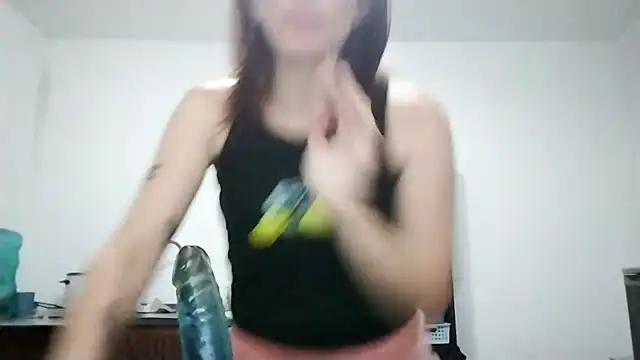 Striptease, all naked in the kitchen, masturbation pussy and blowjob