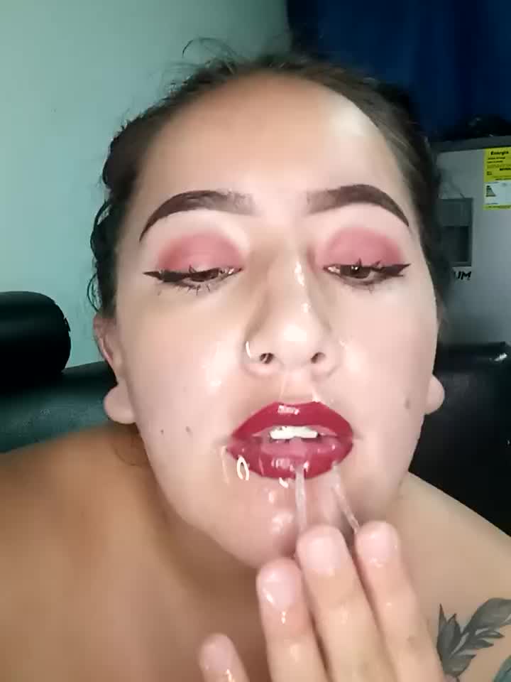 my saliva on face and pussy