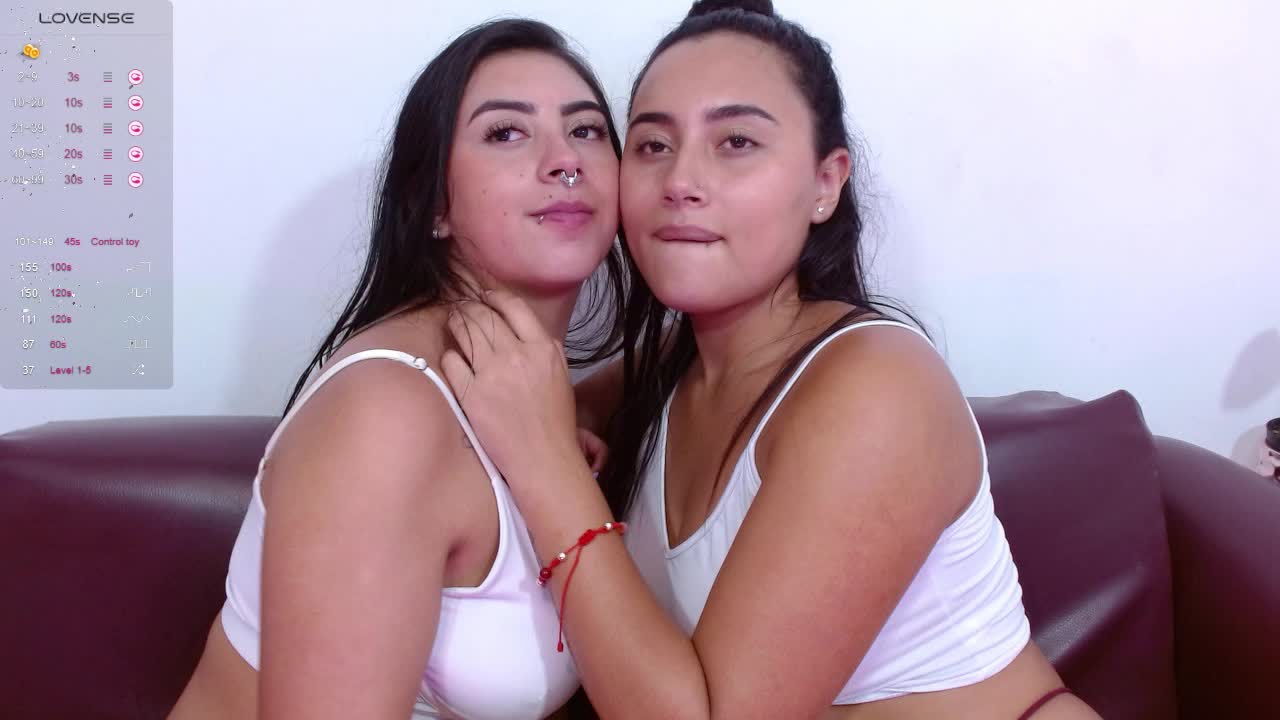 Mia and Chloe kiss and spit in each other's mouths and tits