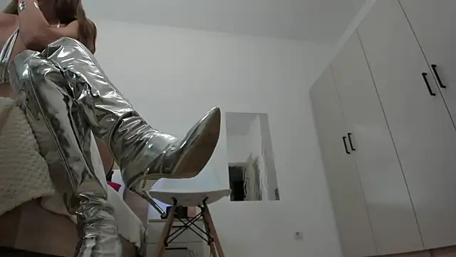 sexy strip in silver boots