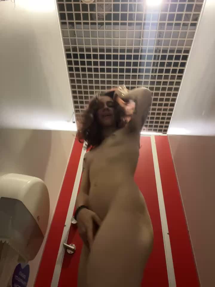 soo naughty in public toilet playing with my pussy