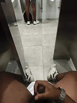 cum in public bathroom with open door