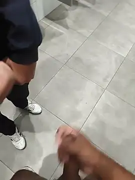 Milk in the urinals with a big cock