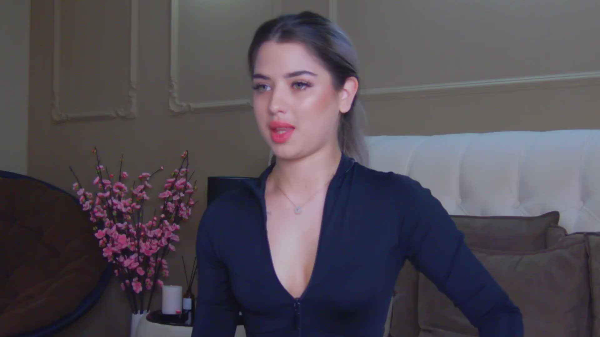 Private Show black tight jumpsuit - video by CharleneWoods cam model
