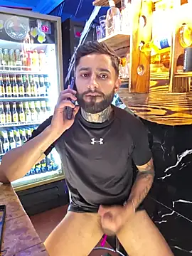 Passionate tongue kisses at the bar