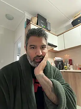 Stroking my fat cock in the kitchen