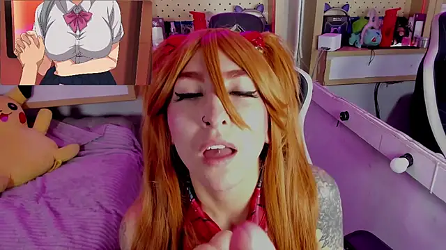 Asuka sucking and slapping face! - video by Adisson_kyler cam model