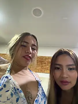 Naughty girls playing in the public restroom