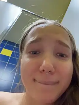 🥵open door + cum outside men's toilet + show pussy to man🥵 - video by bambi_lu cam model