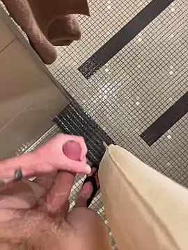 MEGA RISKY: Cumming in the locker room showers for everyone to see