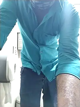 Private Show cock flash in office toilet cock rub . Unbutton shirt body play chest