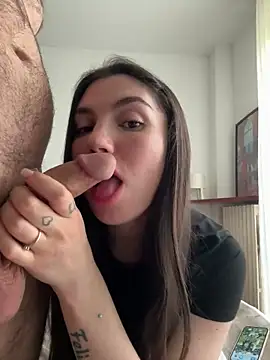 Private Show: cum on tongue and forehead - video by couplepenetration cam model