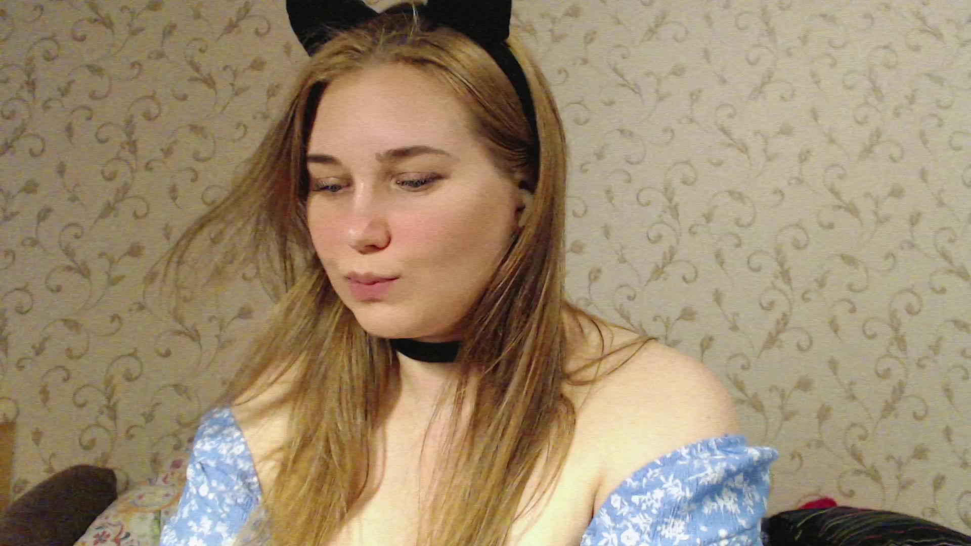 hot kitty for you (black stockings and ears. sexy dress + pussy tits and booty ♥)