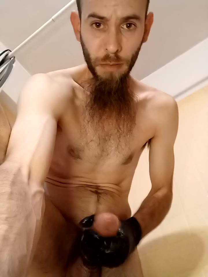Gloved underneath view cum - video by JohnnyFaster cam model