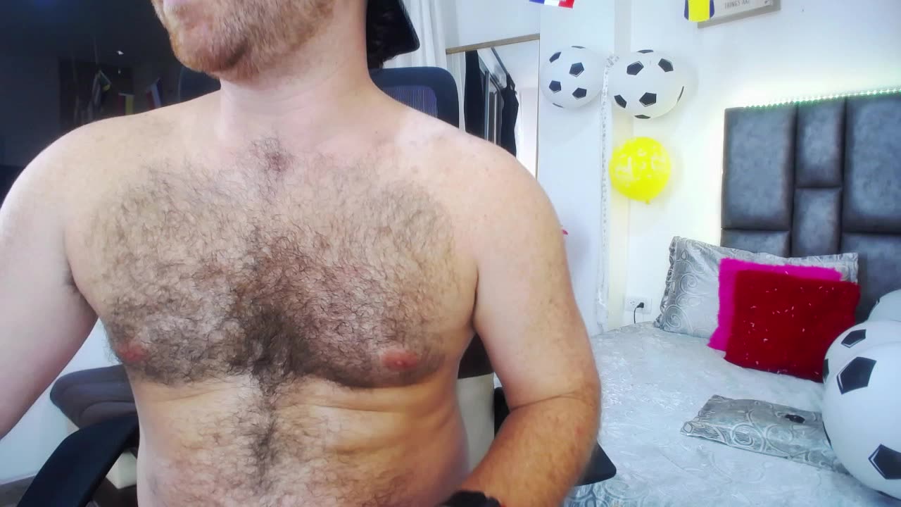 hairy chest, pink nipples