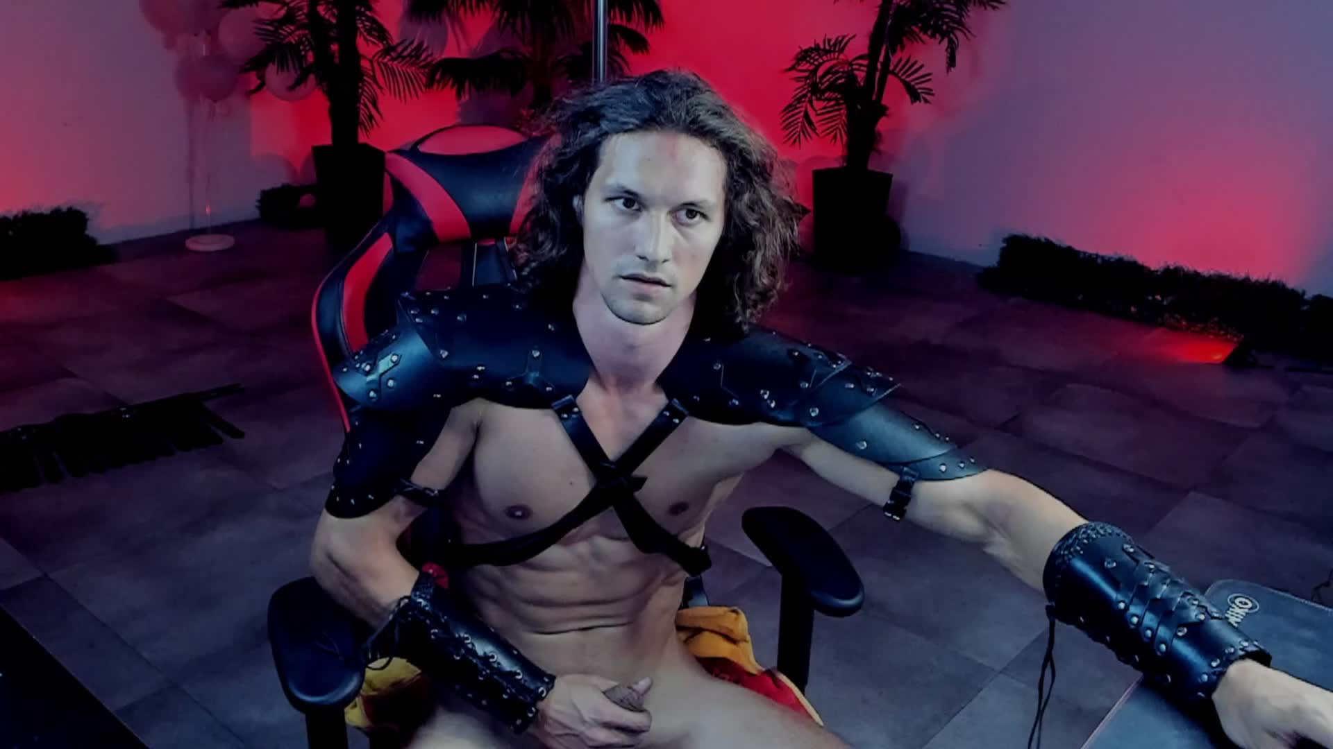 Jerking off and cumming in a gladiator costume - video by dirty-boss cam model